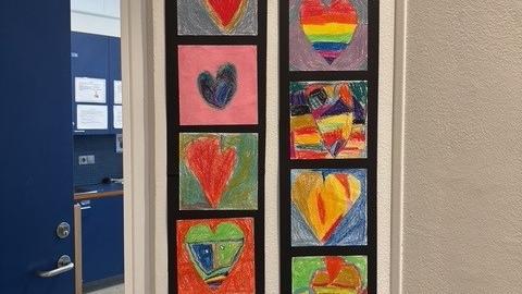Hearts from 1st grade art class